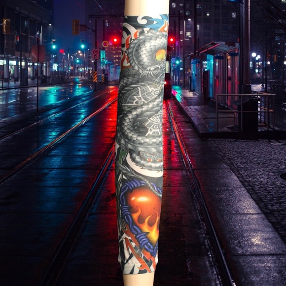 Temporary Tattoo Sleeves Body Art Arm Sun Protector UV protection arm Sleeves - Picture 4 of 8